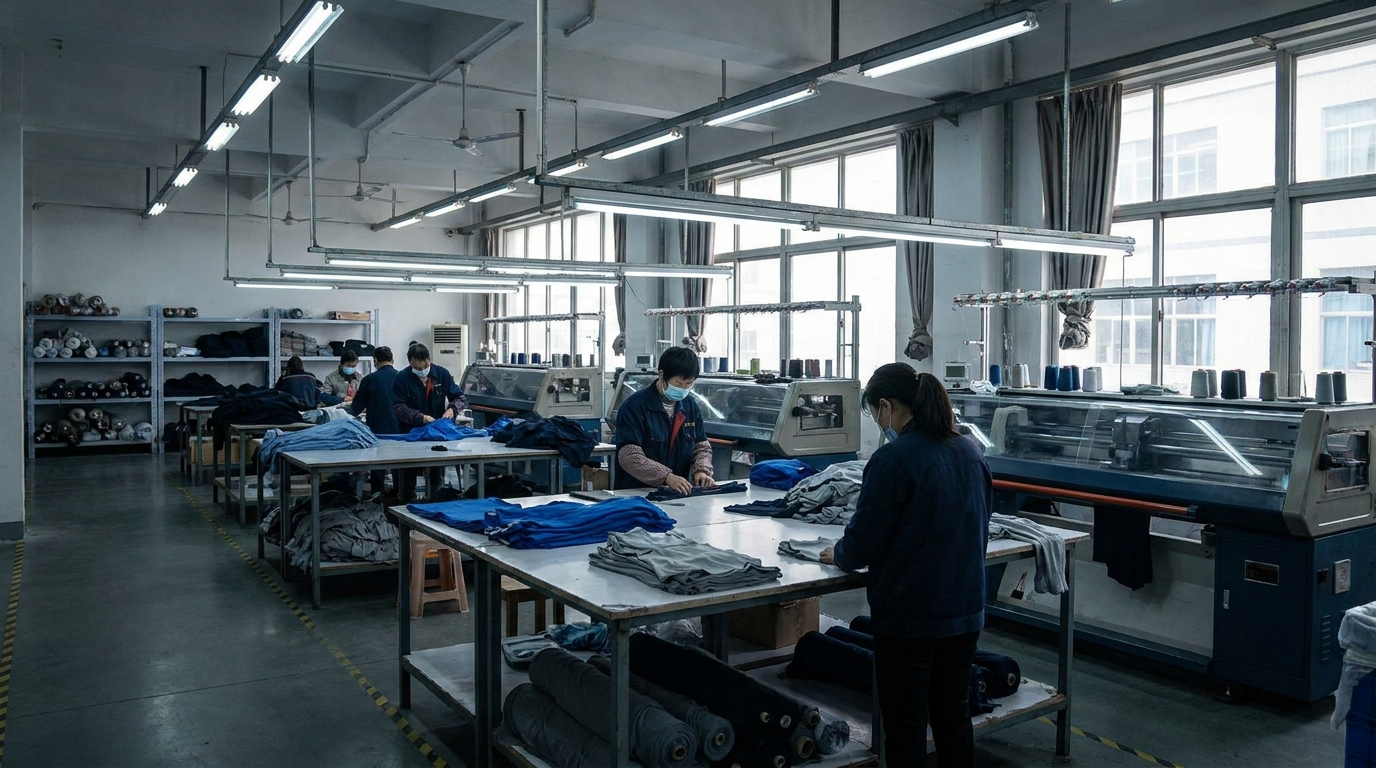 Canton Underwear Factory manufacturing floor in Guangzhou, China